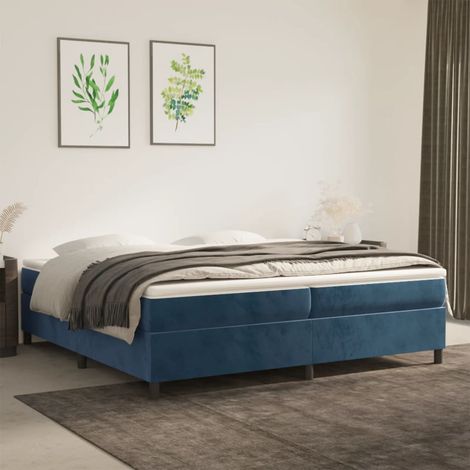 Sommier à ressorts de lit Résistant et confortable,Sommier /Support à Lattes pour Adulte Enfant Bleu foncé 200x200 cm Velours BVM92565 (1/5)