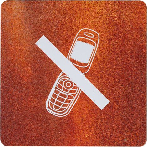 Plaque de porte alu effet rouille - Téléphone interdit - 4385198 (1/2)