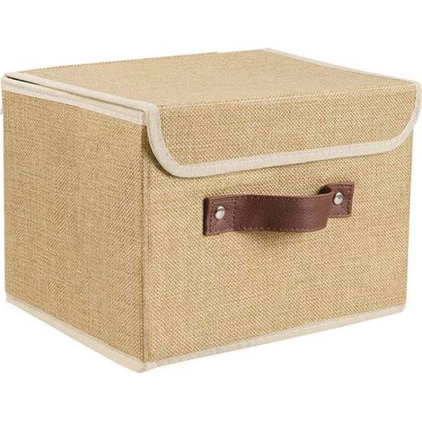 Faltbare Aufbewahrungsbox Khaki 26 x 20 x 17 cm, waschbare Stoffaufbewahrungsbox aus dicker Pappe aus hochwertiger Baumwolle und Leinen, 1 Stück (1/5)
