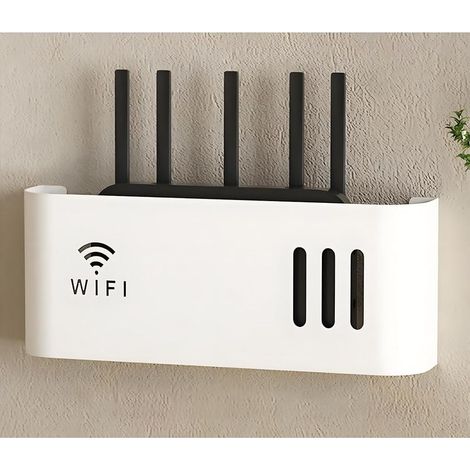 Rangement Mural Routeur, Cache Box, Support Box Internet, Parfait pour Ranger sa Box et Tout Les Fils(Black) (1/5)