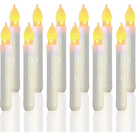 Décoration de Noël : 12 bougies LED coniques sans flamme, bougies flottantes à piles.