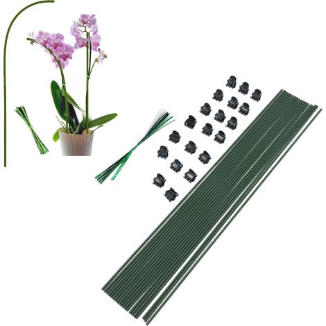 Tuteur pour Plantes Tiges Bistouflex Support avec 40 Fiches Inox Recouvert Vert et Attaches Orchidée pour Dahlia Pivoine Tomate (1/5)