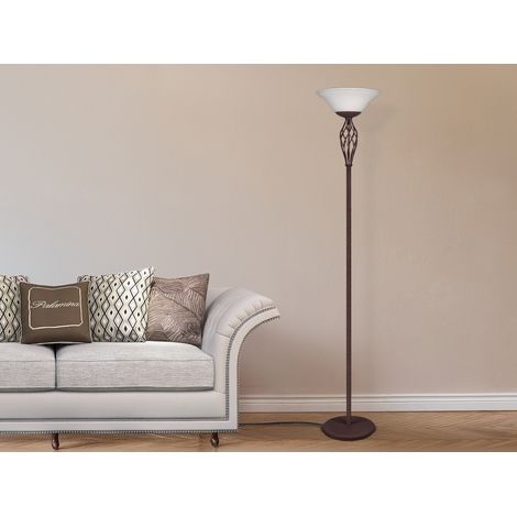 Deckenfluter RUSTICA Landhausstil Rostoptik mit E27 Glasschirm, Höhe 180cm (1/5)