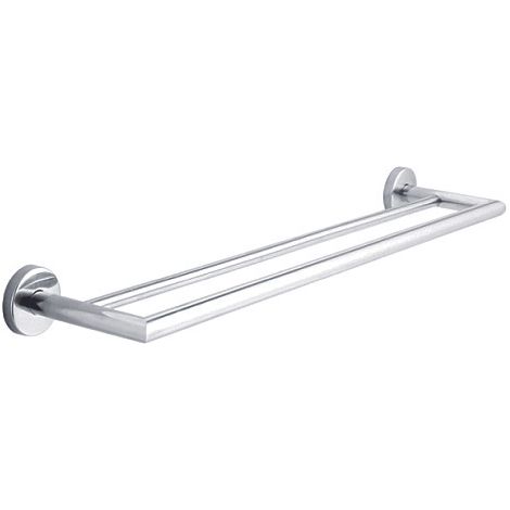 JVD – Porte-serviettes double en inox 304 – Finition chromée – 2 barres de rangement – Dimensions 65,2 x 5,6 cm – Pour salle de bain professionnelle