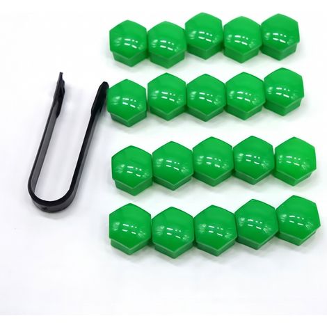 Tapones de tuercas de rueda verdes 17 mm, 20 piezas + clip (1/5)