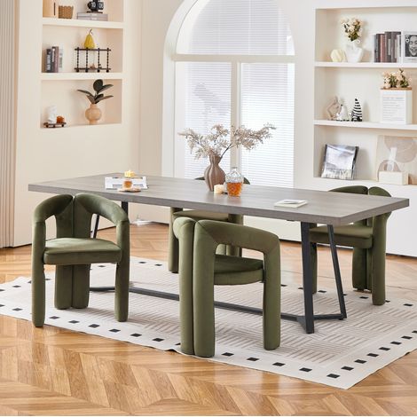 Set di 2 sedie da pranzo in velluto verde con braccioli, stile moderno - CHICFURN (1/5)