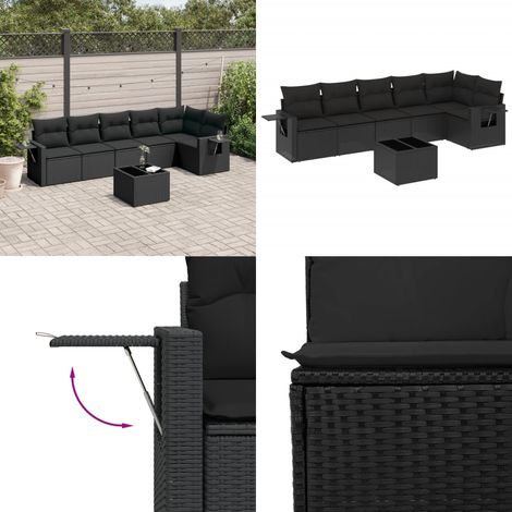 7-tlg. Garten-Sofagarnitur mit Kissen Schwarz Poly Rattan - Gartenmöbel Set - Outdoor Möbel - Rattan Gartenset - Lounge Set - Esszimmergarnitur - Home & Living (1/5)