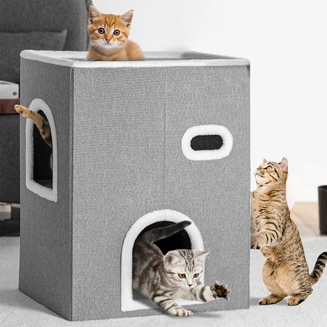 Cuccia Casa per Gatti Verticale Tiragraffi Casetta Animali Domestici 48x37.5x63cm (1/5)