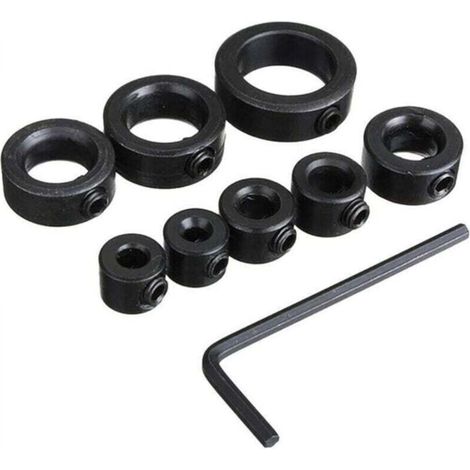 Depth Stop, Drilling Depth Stops, Depth Stop Collars, 8 pcs Depth Stop Collars, Positioning Ring with Hex Key, 3-16 mm (1/5)