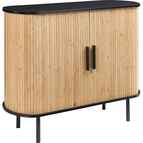 Aparador cómoda mueble de almacenaje para salón recibidor dormitorio 100 x 40 x 80 cm negro y natural 030009045