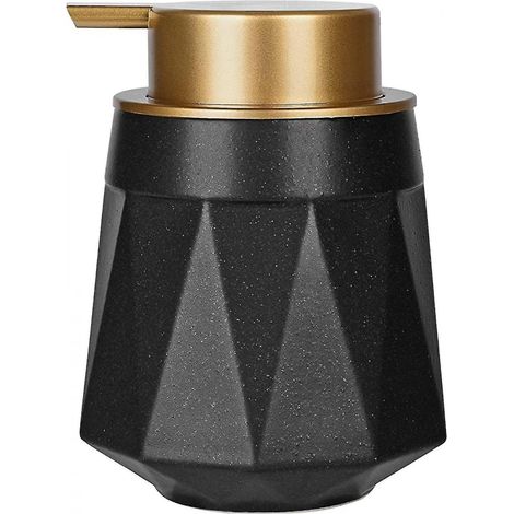 Distributeur de savon noir mat - Flacon distributeur de lotion en céramique avec pompe manuelle dorée, rechargeable pour lave-vaisselle (1/5)