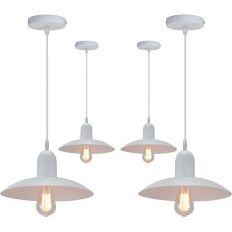 4x Lustre Suspension Moderne Industriel,Lampe de Plafond Vintage en Metal Abat-jour Design Chapeau 30cm Plafonnier pour Salon (1/5)