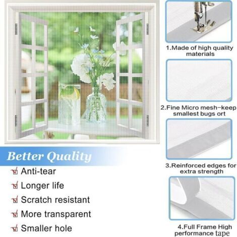QORVA-Moustiquaire transparente blanche - 60 x 90 cm - Moustiquaire de porte - Moustiquaire d'intérieur/extérieur - Moustiquaire pour porte d'entrée - Conception respirante et anti-insectes (1/3)
