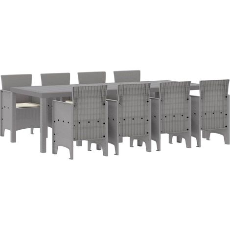 Conjunto de Comedor de Jardín 9 uds. Blanco Polipropileno vidaXL (1/5)