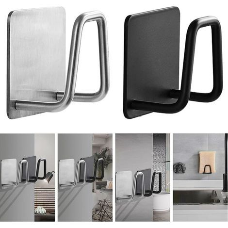 Organisateur évier Support d'éponges de cuisine éponges d'évier auto-adhésives égouttoir de séchage 304 support de rangement en acier inoxydable accessoires d'évier de cuisine (1/5)