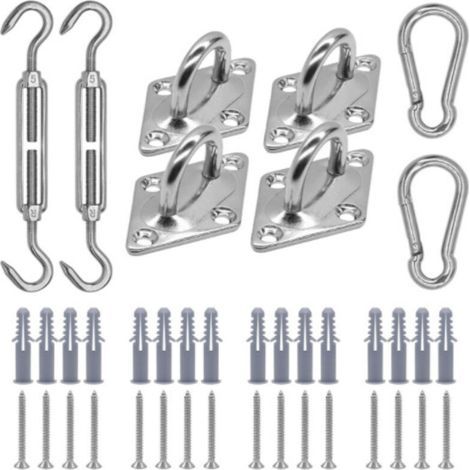 Shade Sail Hardware Kit - 6-inch 304 Stainless Steel Sunshade Installation Kit - for Installing Rectangular and Triangular Shade Sails for Patios and Gardens (1/3)