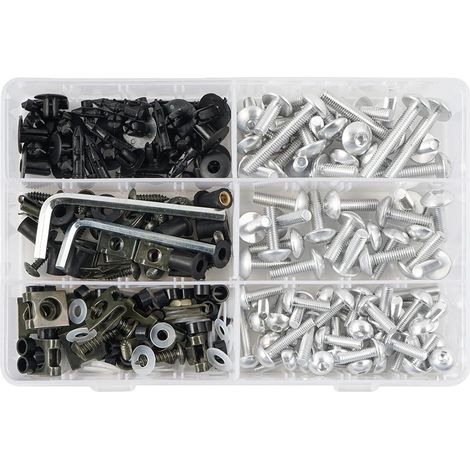 Kit de tornillos para carenado, 253 piezas, compatible con modelos Yamaha y Suzuki, color plata. (1/2)