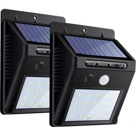 2 Pack LED Solaire à Jardin Lumière sans fil, 20LED Éclairage Exterieur Imperméable Détecteur de Mouvement avec Trois Modes Intelligents, Éclairage exterieur Solaire pour Jardin, Patio (1/5)