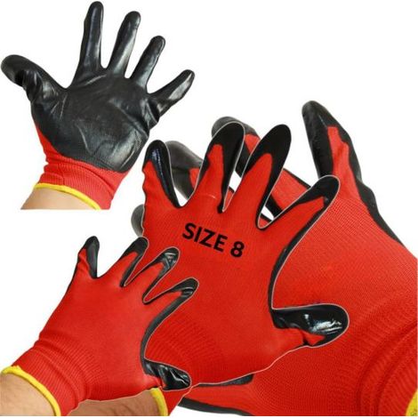 GUANTI DA LAVORO IN NITRILE NYLON ANTISCIVOLO ANTITAGLIO MULTIUSO TAGLIA 8