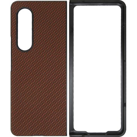 Faltbare Hülle für Galaxy Z Fold 3, Rundumschutz in strukturierter Carbonfaser-Optik, Kaffeefarbe (1/5)