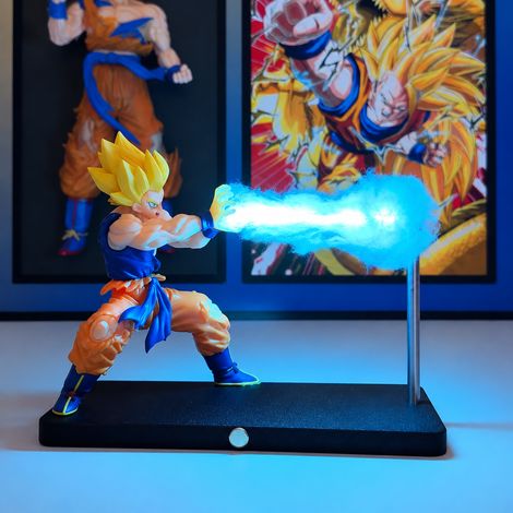 Veilleuse Figurine Manga Son Goku haut de gamme - lumière bleue modèle à commande magnétique rechargeable 26 × 22 × 12 cm 500 g – Livraison gratuite