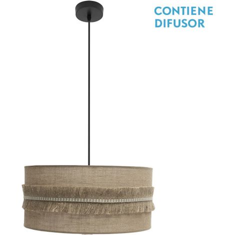 Colgante Kala 2xe27 Negro/saco Regx50x50 Cm Con Flecos