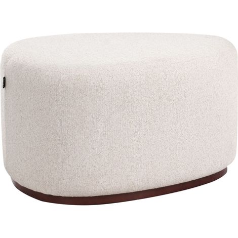 Sgabello moderno imbottito in tessuto Pouf d'accento con motivo solido Beige chiaro Saco