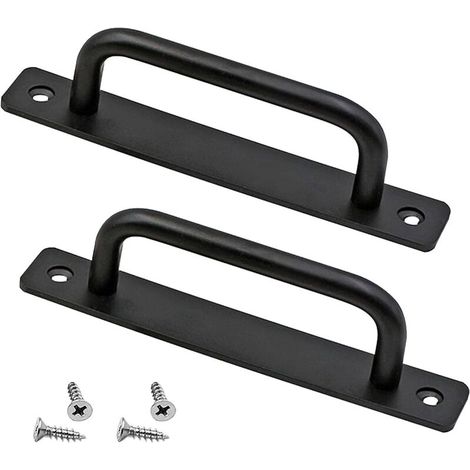 Poignée de porte,Poignée de porte de grange robuste 2 pièces Poignée de porte coulissante Poignées de porte poussoir avec plaque arrière Poignées de barre d'appui en alliage d'aluminium pour meubles - (1/4)