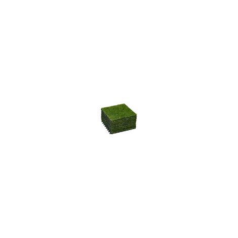 Tapis de gazon artificiel 10 pièces 30 x 30 cm, hauteur 25 mm, vert foncé, pour balcon, jardin ou terrasse (1/5)