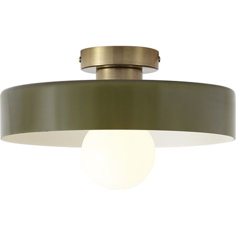 QAZQA Retro-Deckenleuchte Bronze mit grünem Glas - Jina