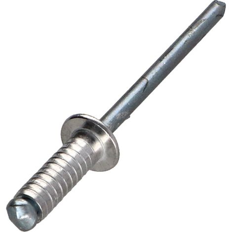 Rivet Rainure Aluminium Tige acier 4X12 Tête plate - 1 pièce (1/4)