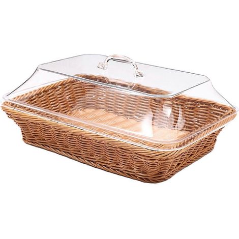 Geflochtener Rattankorb mit Deckel - Servierkorb aus Polypropylen