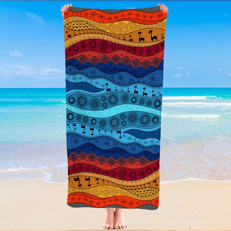 Serviette de plage en microfibre, style bohème voyage, sèche vite (1/5)