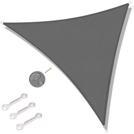 Gris - 4 x 4 x 4 m Voile d'Ombrage Triangulaire Toile d'Ombrage Protection UV pour Extérieur, Terrasses, Jardins (1/5)