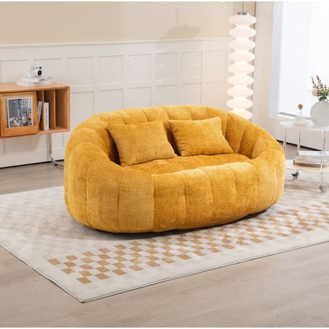 2-Sitzer Lounge-Sofa 145x95x63 cm, gelb, hohe Rückenlehne, Chenille, Schaumstoff, montagesfrei (1/5)