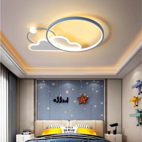 Plafonnier LED 3D nuage créatif, design dessin animé, 38 W, intensité variable, réglage continu, télécommande, bleu, 3 couleurs, pour chambre d'enfant ou salon (1/5)