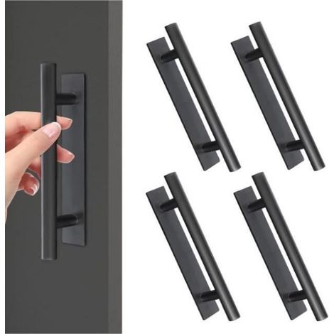 Poignée autocollante - MARQUE - Lot de 4 - Plastique ABS - Noir - 15cm x 2.5cm x 3.5cm (1/4)