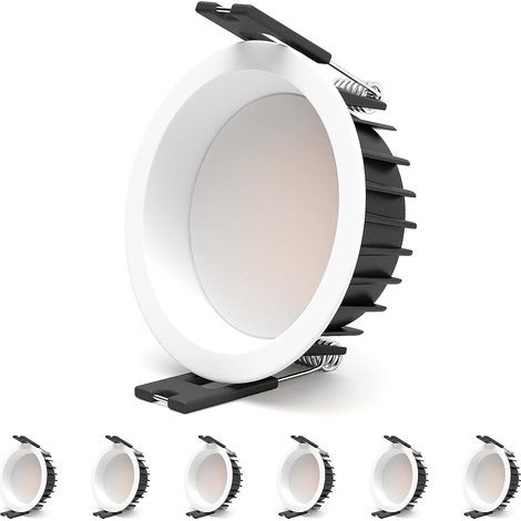 6PCS 7W LED-Einbaustrahler 3000K Einbau-LED-Strahler CRI 90+ Kein Flimmern Innen-LED-Deckenstrahler, 100° Abstrahlwinkel, Ø85 mm Einbauloch, Deckenbeleuchtung, Deckenleuchte [Energieklasse G] (1/5)