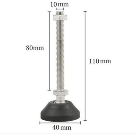 8 pièces M10x80 mmxØ 40 mm, Lot de 8 pieds de réglage M10x80 mm,Vis de réglage,Pied de meuble,Peut être porté,Pieds réglables,Support de réglage,Angle maximum 20 ° (1/3)