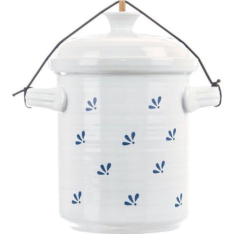 Récipient pour fermentation en céramique - ORION - 2,5 l - Blanc avec motif bleu - 23,5 cm hauteur avec couvercle (1/5)
