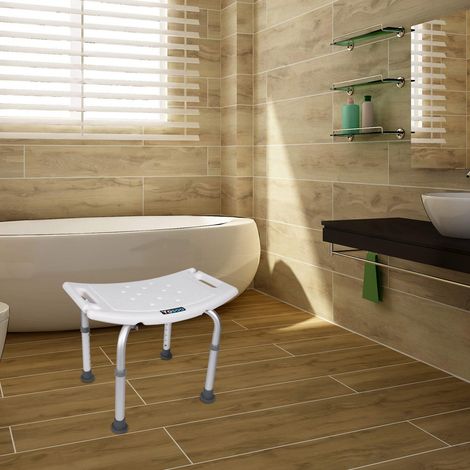 Tabouret de douche rectangulaire, siège de bain sans dossier, hauteur réglable (1/5)