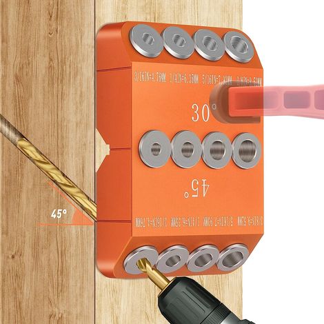 Vertikaler Bohrpositionierer mit mehrwinkligen Winkelbohrungen (30°/45°/90°) für die Holzbearbeitung, mit Nuten (1/5)