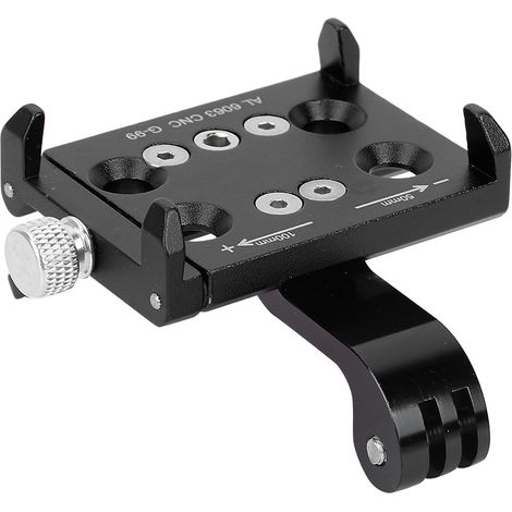 Support de téléphone portable en alliage d'aluminium pour vélo, fixation pour guidon, support de caméra (noir) (1/5)