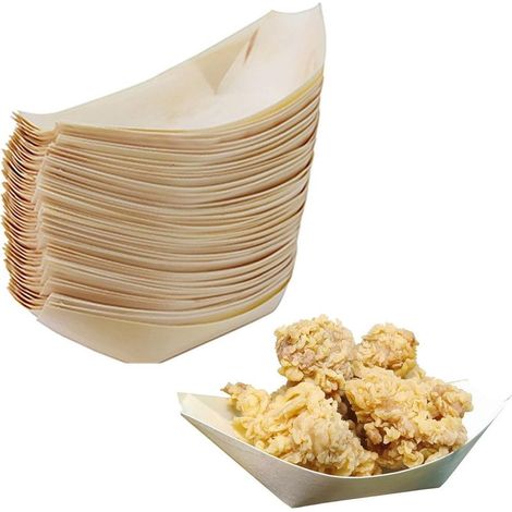 50 assiettes jetables en bambou, assiettes de service en bois pour fêtes, mariages, restauration et plus encore (1/5)
