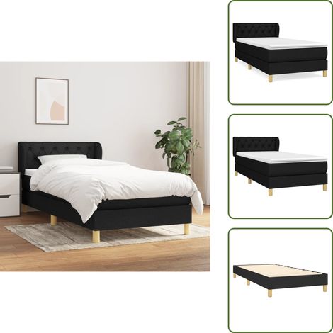 Cama de espaldas - vidaXL Cama box spring con colchón tela negro 80x200 cm - Cama de boca abajo