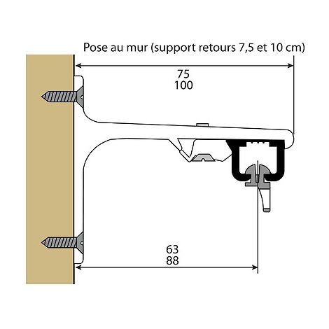 Support mural pour tringle Klick System