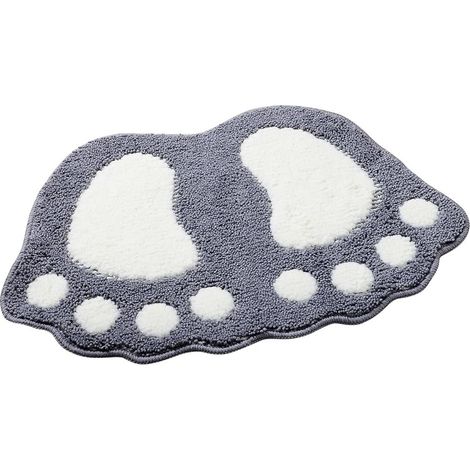 Tapis antidérapant et absorbant pour salle de bain,motif grands pieds,Polyester,Gris,48 x 67 cm GROOFOO (1/5)