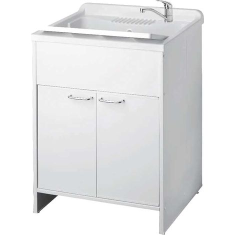 MOBILE WASCHBECKEN "GARDEN" MIT 2 TÜREN, HOCHGLANZWEISS, B 60 x T 50