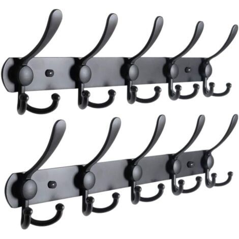(15 Crochets, 2 Packs)Patères Murales, Porte Manteau Mural, Patères Portemanteaux, Porte Manteau Murale en Acier Inoxydable, Porte Manteau, Crochet Mural Noir (1/5)