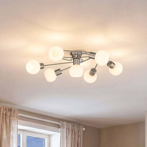 [GEBRAUCHT] B-Ware Lindby Deckenlampe Ciala LED Leuchte 7-flammig dimmbar E14 nickel weiß Ø65cm (1/2)